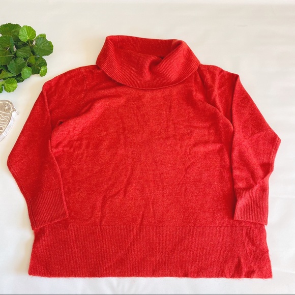 LOFT | Plus Cowl Neck Tunic Sweater Tamale Red New 16/18 20/22 24/26 Christmas - Picture 2 of 13